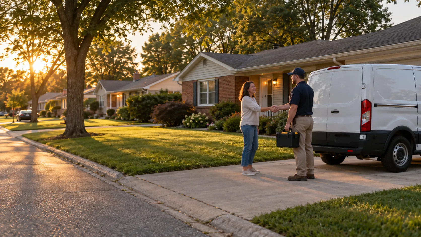Typical Fate neighborhood with brick and vinyl-sided homes